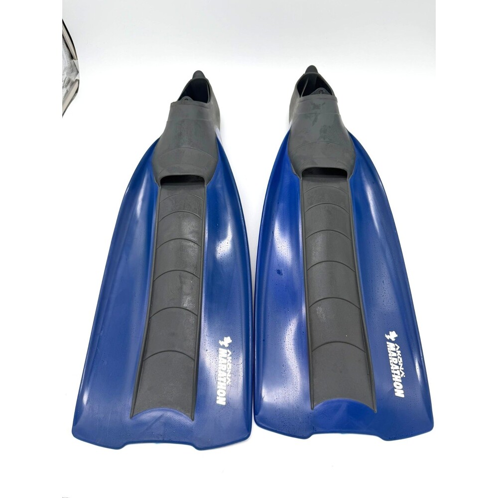 Akona Marathon Full Foot Scuba Snorkeling Fins Blue Italy Size 10.5-11.5 (44-45)